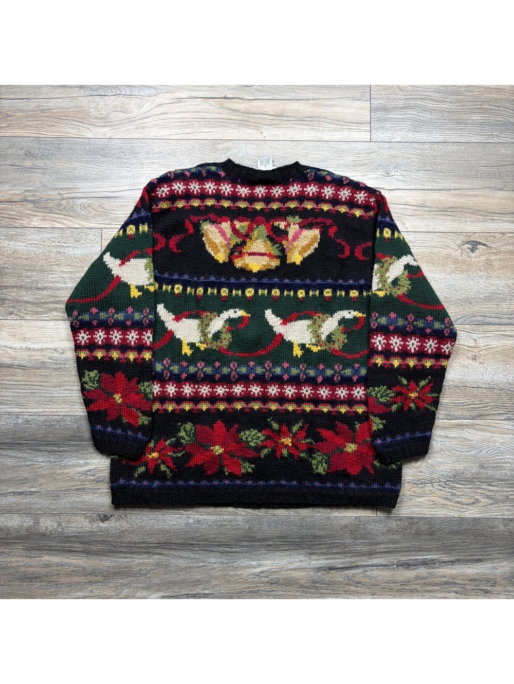 Vintage Talbots Petites Hand Knit Wool Christmas Sweater with Festive Goose - Picture 4 of 6